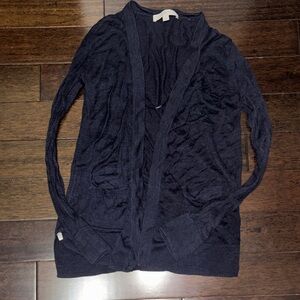 LOFT Navy Blue Sheer Open Cardigan. Size Medium.